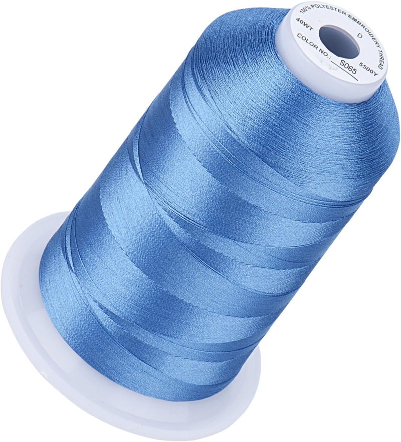 simthread 5500Yds Embroidery Thread, 5000M High-Yardage 40WT 100% Polyester Thread – 170+ Vivid Colors, High-Speed Rated – Compatible with Brother, Singer, Janome & More - Periwinkle S065 - Image 1